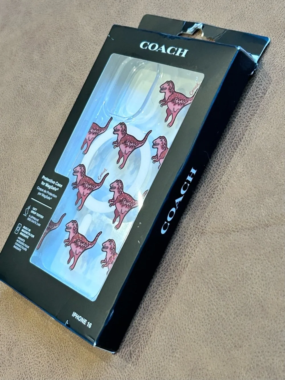 Coach Clear Rexy Glitter Dinosaur iPhone 16 MagSafe Protective Case NIB